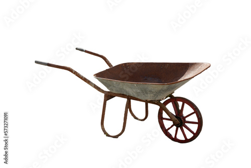 old wheelbarrow isolated on white
