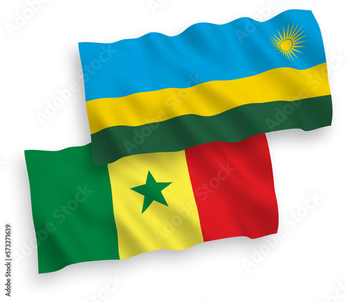 Flags of Republic of Senegal and Republic of Rwanda on a white background