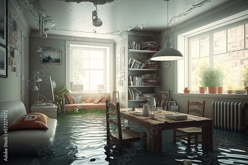 Tela flooded flat interior generative ai