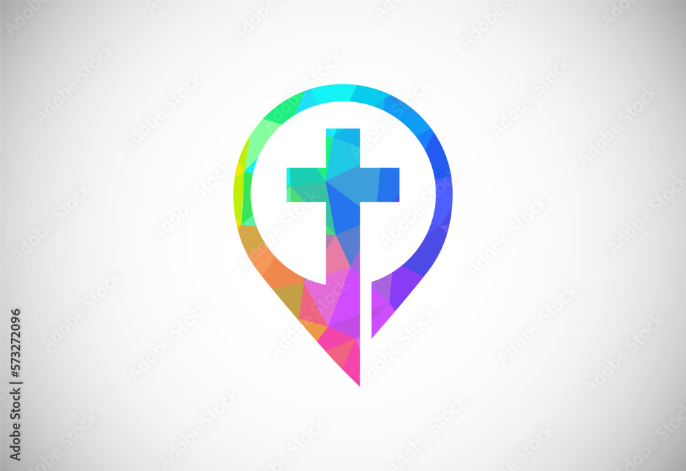 Low poly style church logo. Christian sign symbols. The Cross of Jesus Low poly style church logo. Christian sign symbols. The Cross of Jesus
