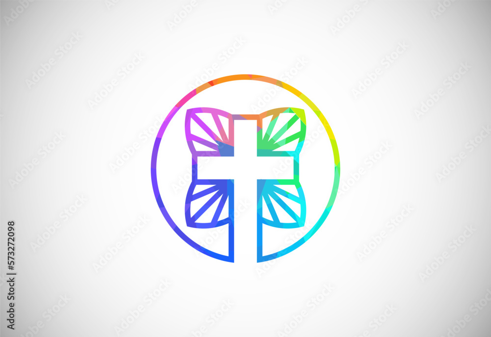 Low poly style church logo. Christian sign symbols. The Cross of Jesus Low poly style church logo. Christian sign symbols. The Cross of Jesus