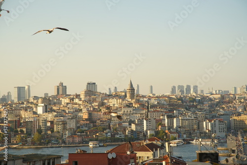 landscape with city istanbul galata tower