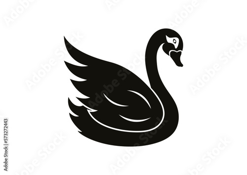 Fototapeta Naklejka Na Ścianę i Meble -  Black Swan Clipart Vector Flat Design Isolated On white Background. Black Swan Icon