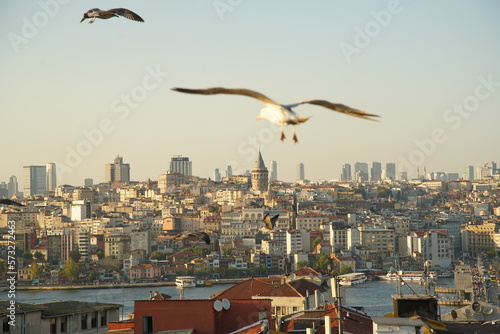 landscape with city istanbul galata tower