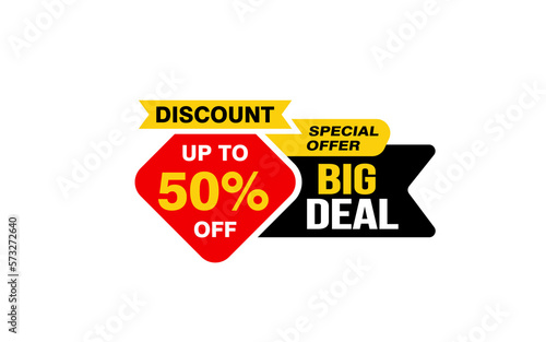 Free Download 50 Percent BIG DEAL offer, clearance, promotion banner layout with sticker style. 
 - GFXLoad