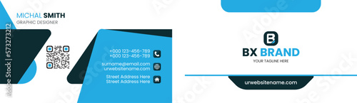 Blue and Black vector modern creative and clean simple business card template 
