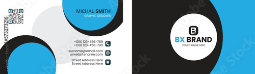 Blue and Black vector modern creative and clean simple business card template 