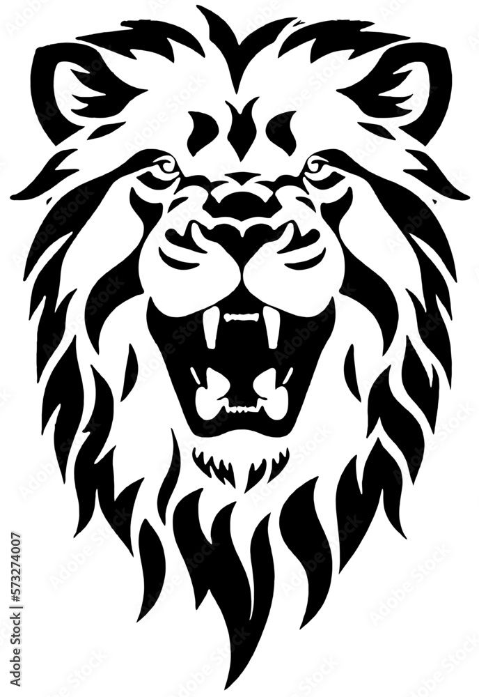 black and white of lion shape