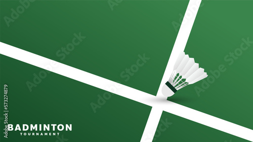 Badminton shuttlecock on white line on court background ,Illustrations for use in online  badminton sporting events  ,  illustration Vector EPS 10