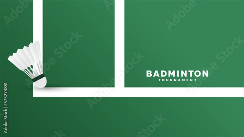 Badminton shuttlecock on white line on court background ,Illustrations for use in online  badminton sporting events  ,  illustration Vector EPS 10
