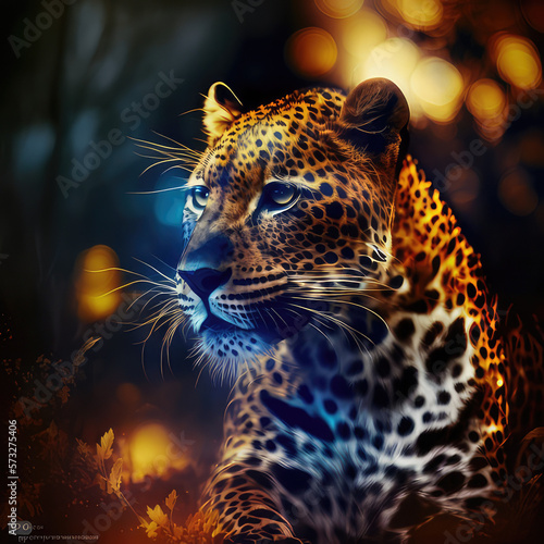 leopard with blurred background. Ia generative. © tiago