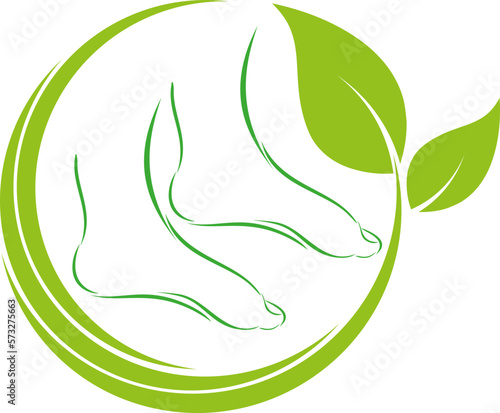 Zwei Füße und Blätter, Massage, Orthopädie, Physiotherapie, Logo