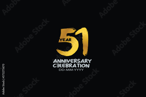 51th, 51 years, 51 year anniversary celebration abstract style logotype. anniversary with gold color isolated on black background, vector design for celebration vector