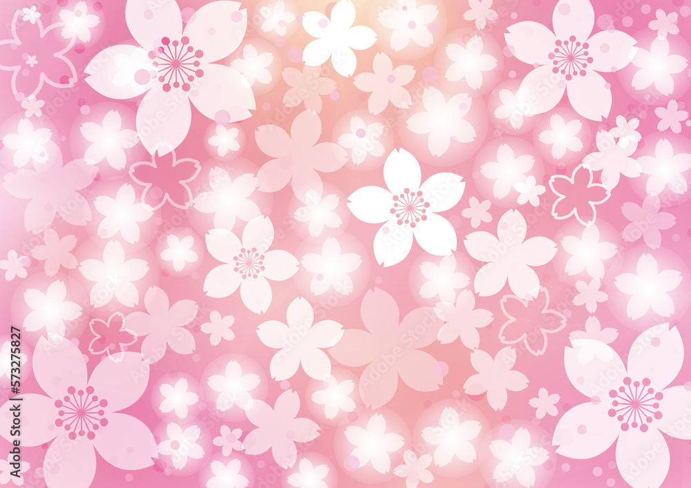 満開の花吹雪　ピンク