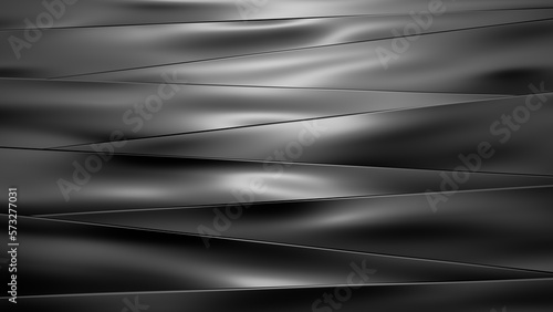 Fototapeta Naklejka Na Ścianę i Meble -  Hintergrund - glänzend schwarze, gewellte metallische Streifen