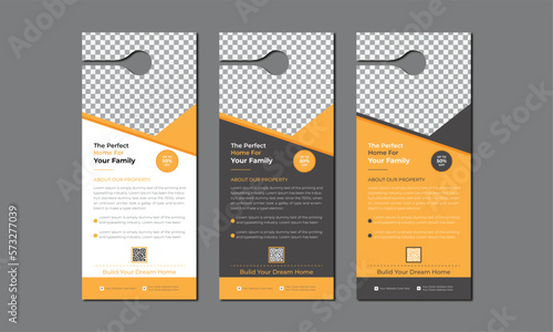 Set of door hangers background. Door hanger mockup. Vector illustration, corporate door hanger design.
