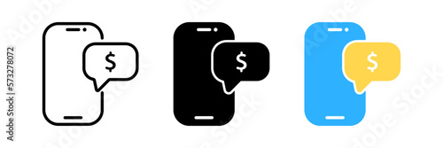 Phone icon Telephone icon symbol with dollar for app and messenger eps 10