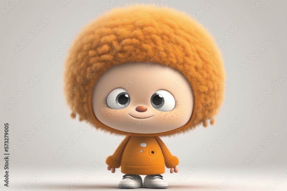 Obraz premium a cute adorable cartoon character generative ai Illustration isolated on a solid background with a studio set up light in a children-friendly cartoon style 