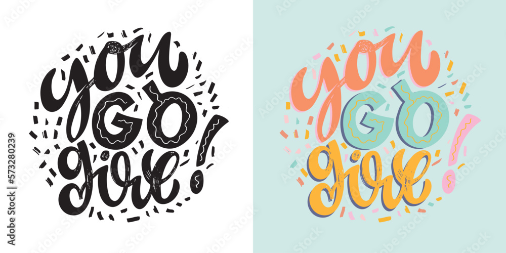 Obraz premium Calligraphy fun lettering design to print on tee, shirt, hoody, poster, sticker, card. Vector lettering postcard.