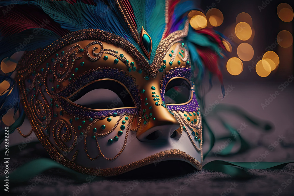 Elegant venetian mardi gras mask created by generative ai