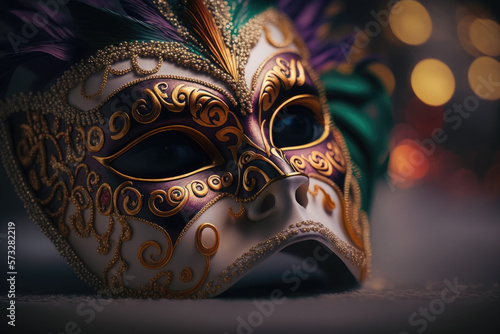 Elegant venetian mardi gras mask created by generative ai