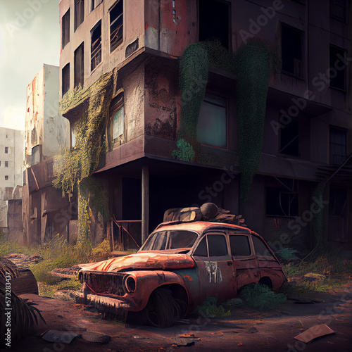 post-apocalyptic city with abandoned buildings © ch3r3d4r4f43l