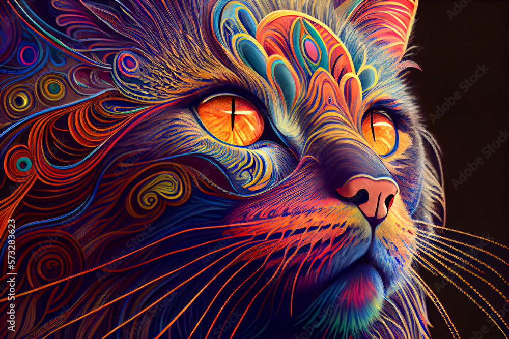 Generative AI abstract render of a cat