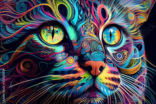 Generative AI abstract render of a cat