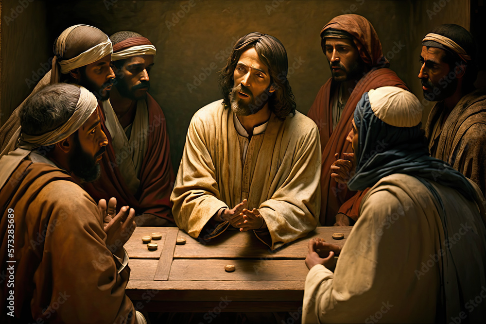 Jesus teaching Apostles or people, generative AI
