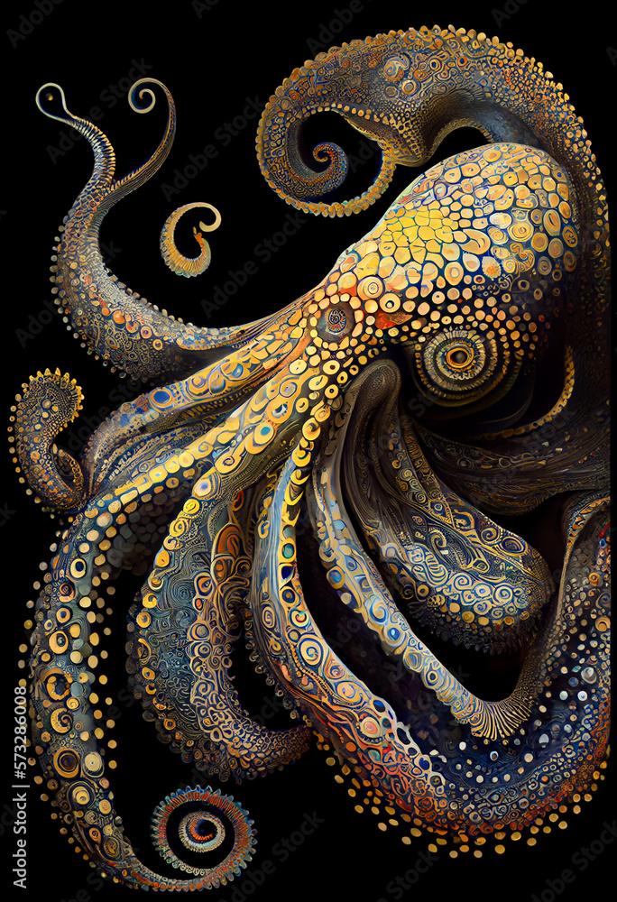 Fototapeta premium Generative AI abstract render of an octopus