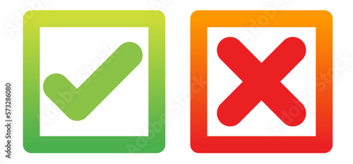 checklist and cross icon, done and cancel icon, yes and no icon 