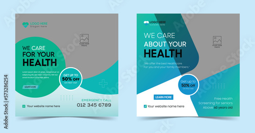 Dentist medical clinic marketing social media post square web banners or healthcare service template