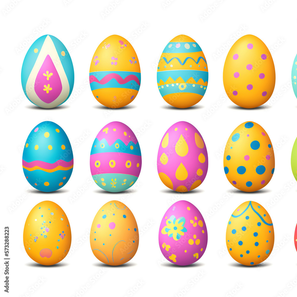 eggs on white - easter eggs on white background - Generative AI