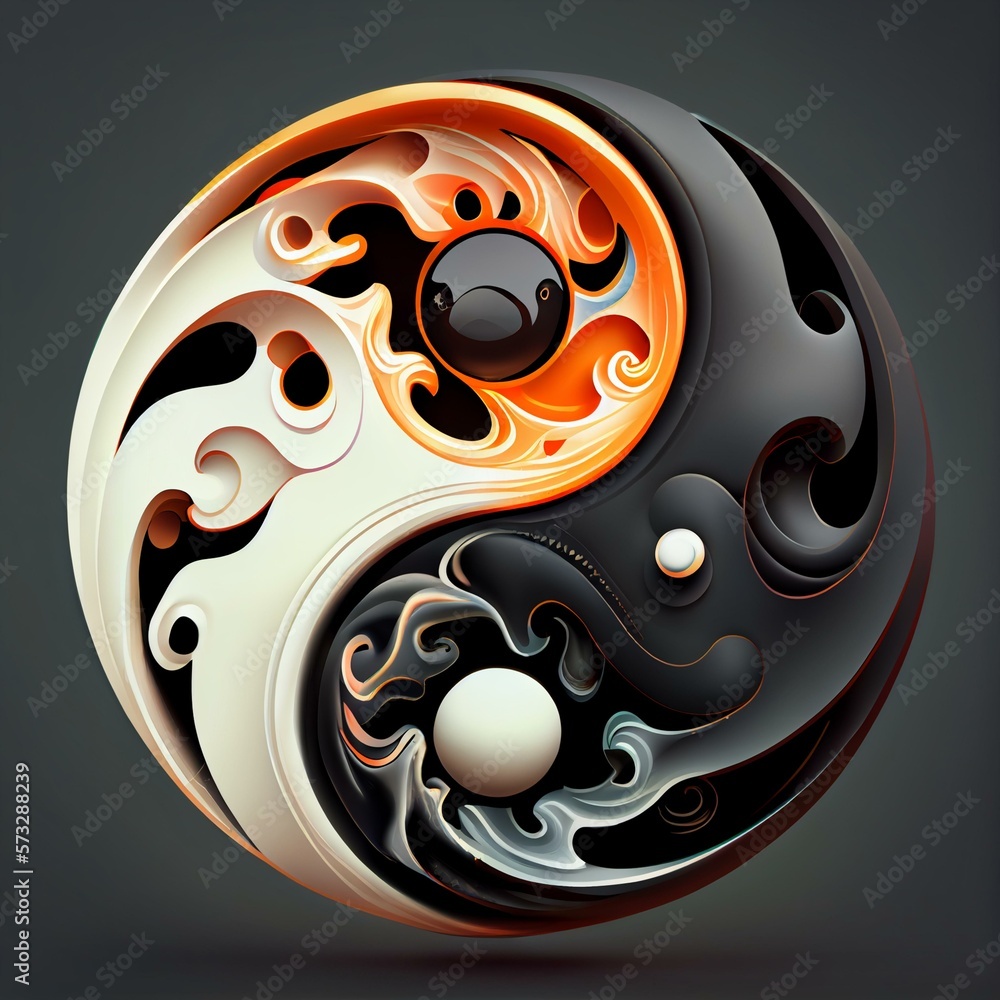 Yin Yang, cartoon style AI Generated Stock Illustration | Adobe Stock