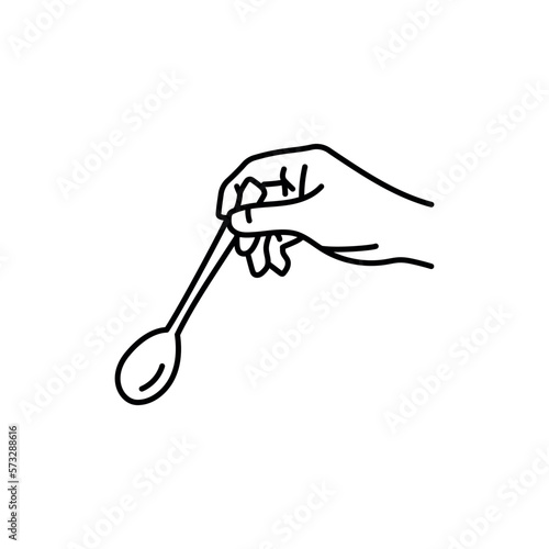 Hold the spoon color line icon. Cooking food.