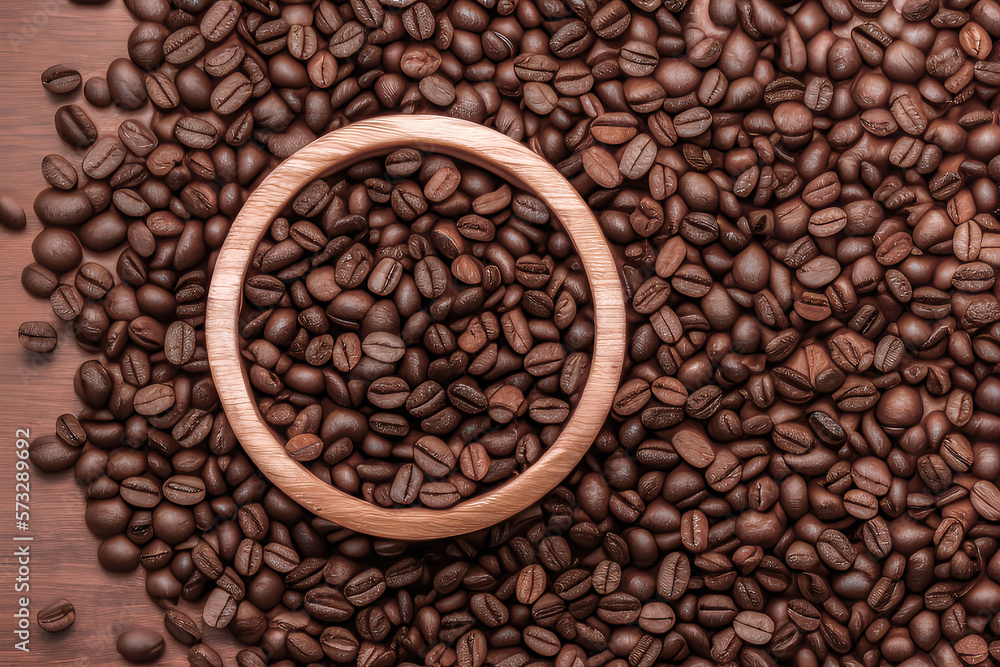 coffee beans close up on a bowl on wooden table coffee beans close up on a bowl on wooden table