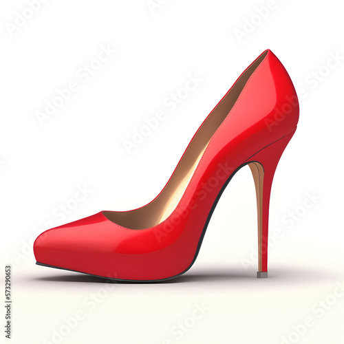 red high heels shoes - red high heels on white background - high heels illustration - Generative AI
