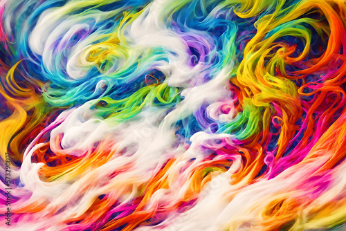 Swirling colorful smoke abstract background. Generative AI.