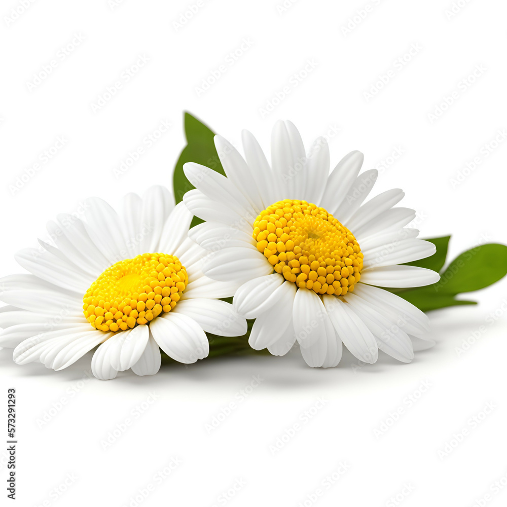 Fototapeta premium daisy flower isolated on white - daisies flowers on white background - White flowers - Generative AI