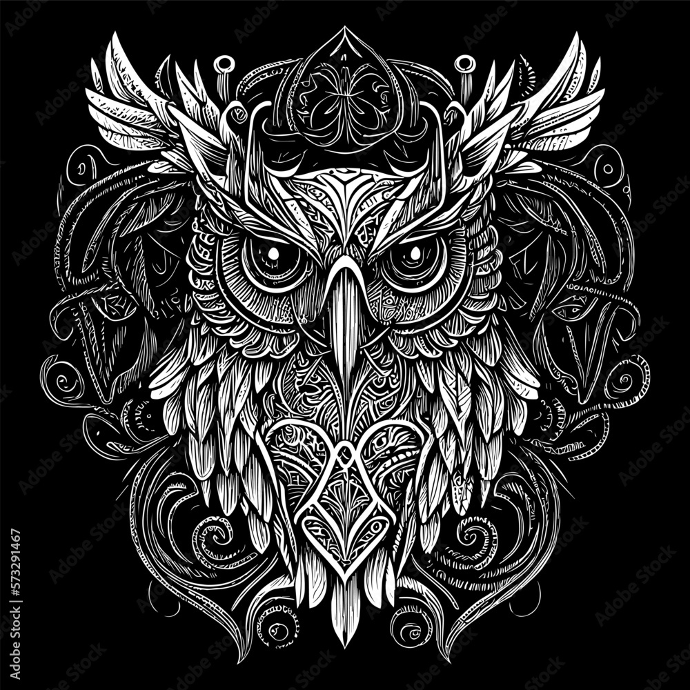 Beautiful illustration of an owl perfectly captures its enigmatic and graceful nature. The intricate details and vibrant colors bring this nocturnal bird to life, creating a mesmerizing piece of art