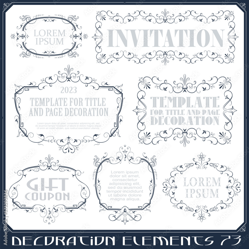 Vector set of calligraphic design elements and page decor. Vector set of calligraphic design elements and page decor.