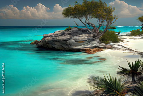 Most Beautiful place in Cat Island, Bahamas, Costa Rica, realistic. Generative Ai