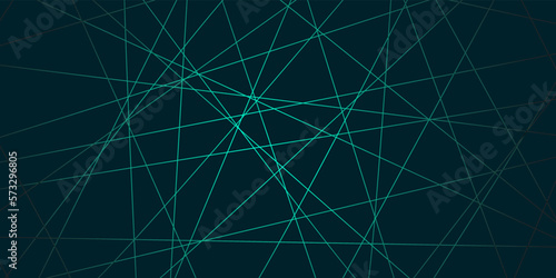 Abstract blue random chaotic liens with many squares and triangles shape on blue background. Geometric lines background. Abstract banner design background. Vector illustration.