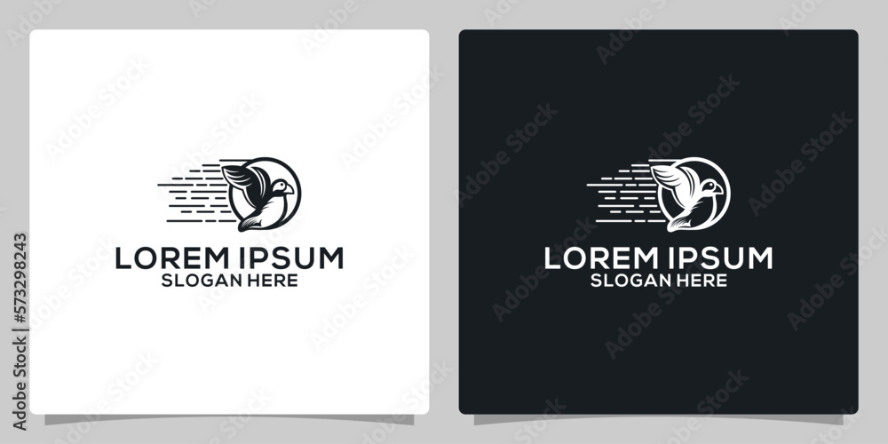 Obraz premium Penguin fast technology modern creative premium logo design vector template