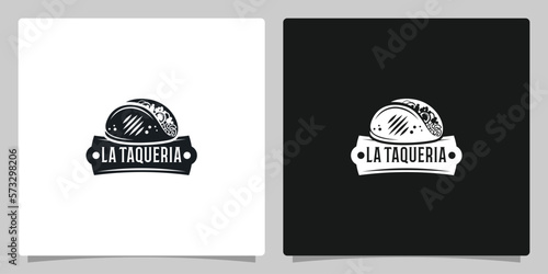 Tacos logo design vector illustration. Hot dog sausage silhouette, great for restaurant menu and cafe badges.