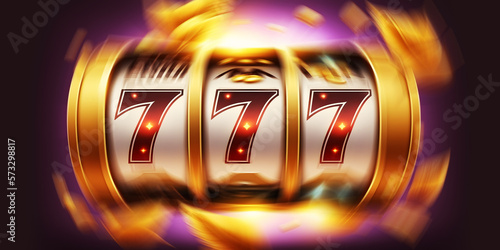 Casino slot machine with move 777 symbols. Generation AI