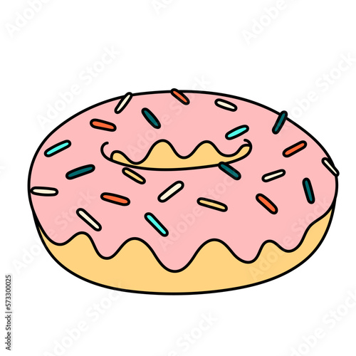 Vector Hand Drawn Donut with Contour