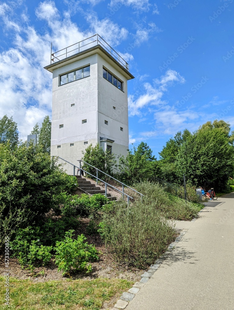 Watchtower at the former zone border between West Berlin and the German Democratic Republic