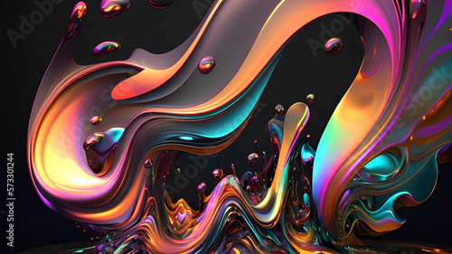 Abstract fluid iridescent holographic neon curved wave in motion colorful background Gradient design element for backgrounds