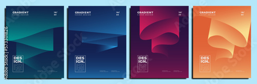 Abstract trendy gradient flowing geometric background texture for poster cover design. Minimal color gradient banner template. Modern vector wave shape for brochure